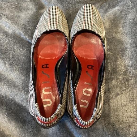 Vintage Black White & Red Plaid Houndstooth 3.5” Heels size 6 - Picture 4 of 8